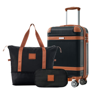 Hardshell Luggage Sets 3 Piece Carry On Suitcase Double Spinner Wheels With Tsa Lock