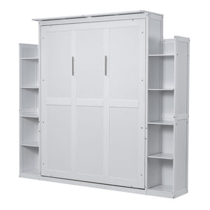 Wall Murphy Bed With Shelves And LED Lights