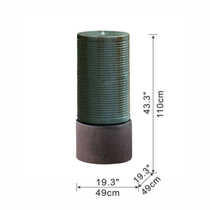 Large Modern Cylinder Ribbed Tower Water Fountain, Contemporary Outdoor Bird Bath