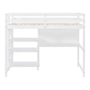 Loft Bed With Shelves, Desk And Writing Board