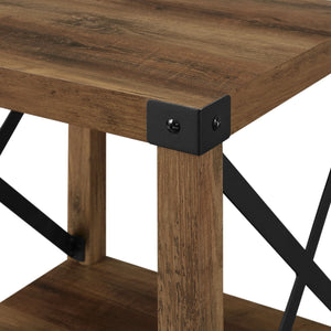 Farmhouse Metal X Table With Lower Shelf