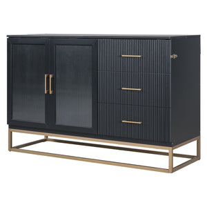 Murphy Bed With Frosted Glass Doors Design, Fake Drawers, Metal Legs