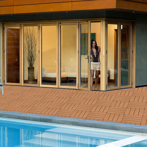 Plastic Interlocking Deck Tiles, Patio Flooring Outdoor Waterproof All Weather Use