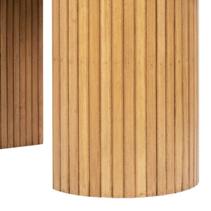 Jesse - Single Drawer Fluted Oval Console Desk - Honey Brown