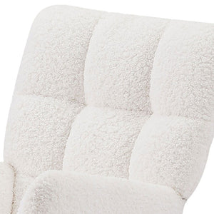 Comfy Upholstered Lounge Chair Rocking Chair With High Backrest, For Nursing Baby, Reading, Napping - Off White