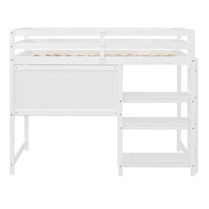 Loft Bed With Shelves, Desk And Writing Board