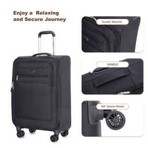 5 Piece Set, Softshell Suitcase Spinner Wheels