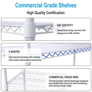 6 Tier 6000Lbs Capacity Nsf Metal Shelf Wire Shelving Unit, Heavy Duty Adjustable Storage Rack With Wheels & Shelf Liners For Commercial Grade Utility Steel Storage Rack