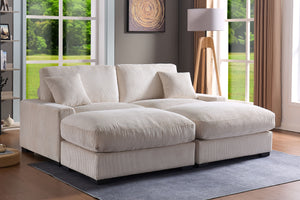 4 Seater Oversized Sectional Sofa With 2 Ottoman And 2 Pillows