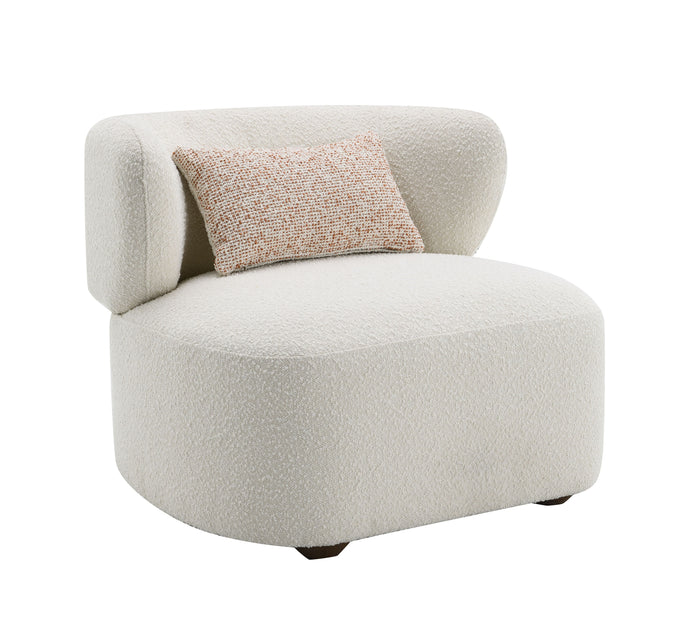 Darius - Boucle Accent Chair With Toss Pillow - Beige