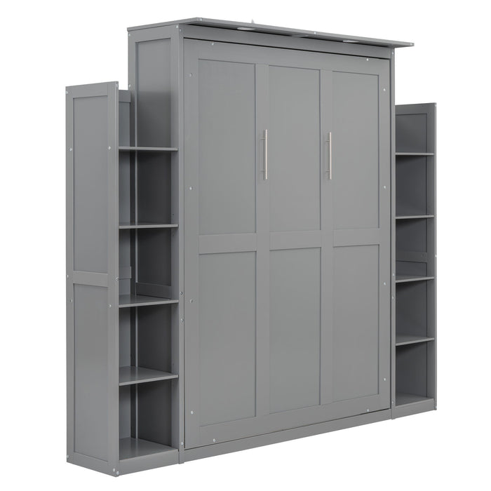 Wall Murphy Bed With Shelves And LED Lights