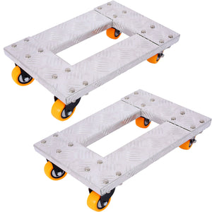Heavy Duty Furniture Dolly Trolley Car, Aluminum Frame With 3'' Tpu Professional Casters, Brake Option