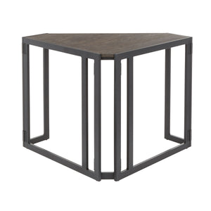 Roman - Industrial Corner Desk - Black / Espresso