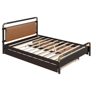 Storage Platform Bed, With 2 Big Drawers, Trundle