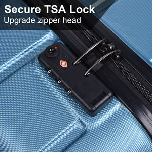 Luggage Suitcase 3 Piece Sets Hardside Carry-On Luggage With Spinner Wheels 20" / 24" / 28" - Cyan
