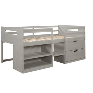Loft Bed With Two Shelves And Two Drawers