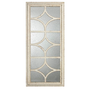 Glister - Rectangular Mirror With Distressed Frame With Decorative Window Look, Vertical Or Horizontal - Cream