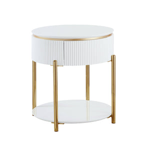 Daveigh - High Gloss End Table - Gold / White