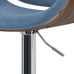 Marana - Bentwood Adjustable Swivel Bar Stool - Blue Linen