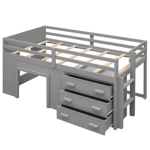 Loft Bed With Cabinet And Shelf