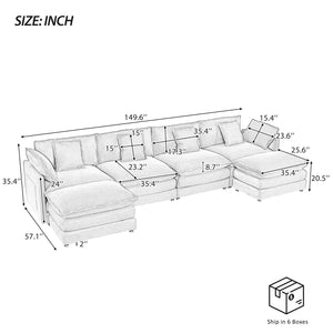 Modern Modular Sectional Sofa With Side Storage Pockets For Living Room