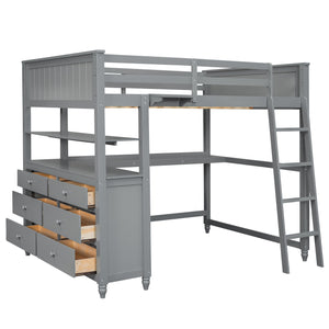 Loft Bed With Drawers With Desk And Shelves