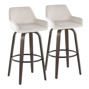 Daniella - Contemporary Fixed Height, Barstool With Swivel With Round Footrest (Set of 2)