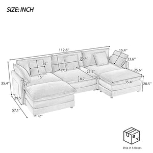 Modern Modular Sectional Sofa With Side Storage Pockets For Living Room
