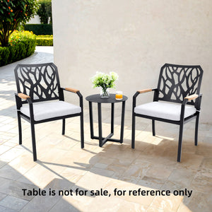 Outdoor Patio Stationary Dining Chairs With Outdoor Grade Sunbrella Cushions, Branch Like Backrest (Set of 2) - Bourbon Brown