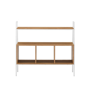 Modern Industrial 3 Cubby Storage Console - English Oak
