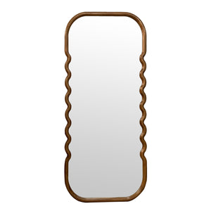 Oversized Wooden Floor Mirror With Unique Frame - Brown