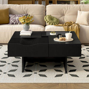 Unique Square Coffee Table With 3 Drawers