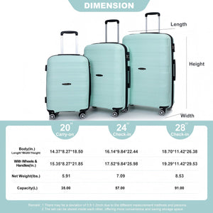 3 Piece Set Hardshell Suitcase Spinner Wheels