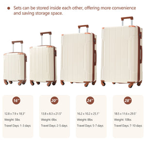 Hardshell Luggage 6 Piece Suitcase Set, Expandable Lightweight Suitcases With Wheels, Tsa Lock