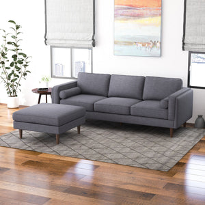 Amber - Square Upholstered Ottoman Linen