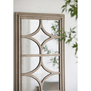 Glister - Rectangular Mirror With Distressed Frame With Decorative Window Look, Vertical Or Horizontal - Cream