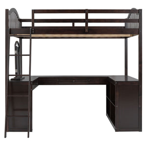 Loft Bed With Drawers, Cabinet, Shelves With Desk