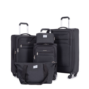 5 Piece Set, Softshell Suitcase Spinner Wheels