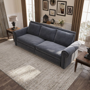 Pull Out Sofa Bed 3 In 1 Velvet Convertible Sleeper Sofa With Nailhead Trim & Rolled Arm, Multi Functional