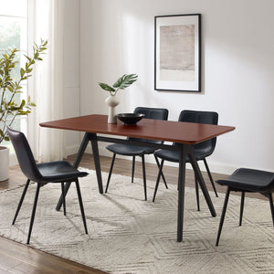 Contemporary V Leg Veneer Dining Table - Dark Walnut
