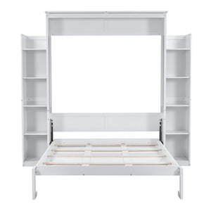 Wall Murphy Bed With Shelves And LED Lights