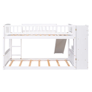 Twin Over Twin Stairway Bunk Bed With Two Drawers And Slide