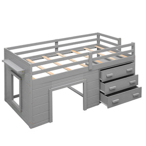 Loft Bed With Cabinet And Shelf