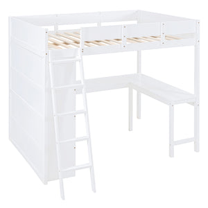 Modern Loft Bed With Desk And Shelves
