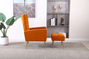 Modern Accent Chair With Ottoman, Comfy Armchair For Living Room