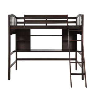 Loft Bed With Storage Shelves, Desk And Ladder