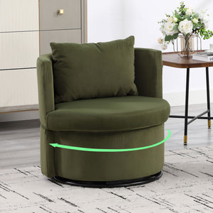 Upholstered Barrel Accent Chair With Ottoman And Storage