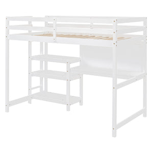 Loft Bed With Shelves, Desk And Writing Board