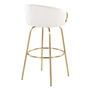 Claire - Contemporary / Glam Fixed Height Bar Stool (Set of 2) Round Footrest (Set of 2)