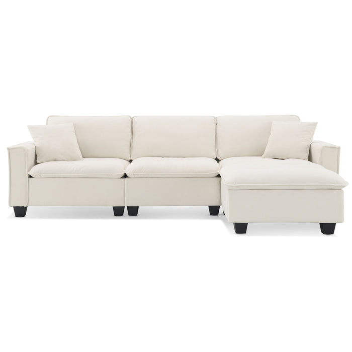 Modern Convertible Sectional L Shaped Reversible Couch Set With Free Pillows 4 Seat Suede Sleeper Sofa With Ottoman